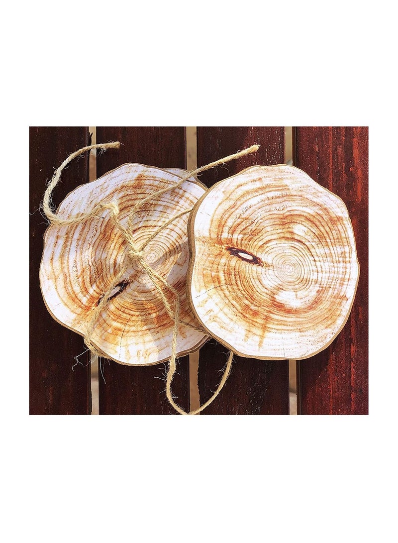 LINGWEI Six Pieces Unfinished Natural Wood Non Slip Cup Insulation Mats Tea And Table Coaster Set For Cold Drinks And Hot Beverage Home Decorations (Wooden Design)  - Image 4