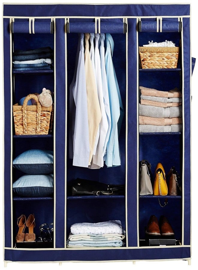 OBBO Plastic 3-Door Foldable Wardrobe – 10 Rack Storage Cabinet for Clothes, Shoes & Accessories | Space-Saving Closet Organizer for Bedroom & Home | Durable & Portable | 162 x 44 x 138 cm – Blue - Image 2