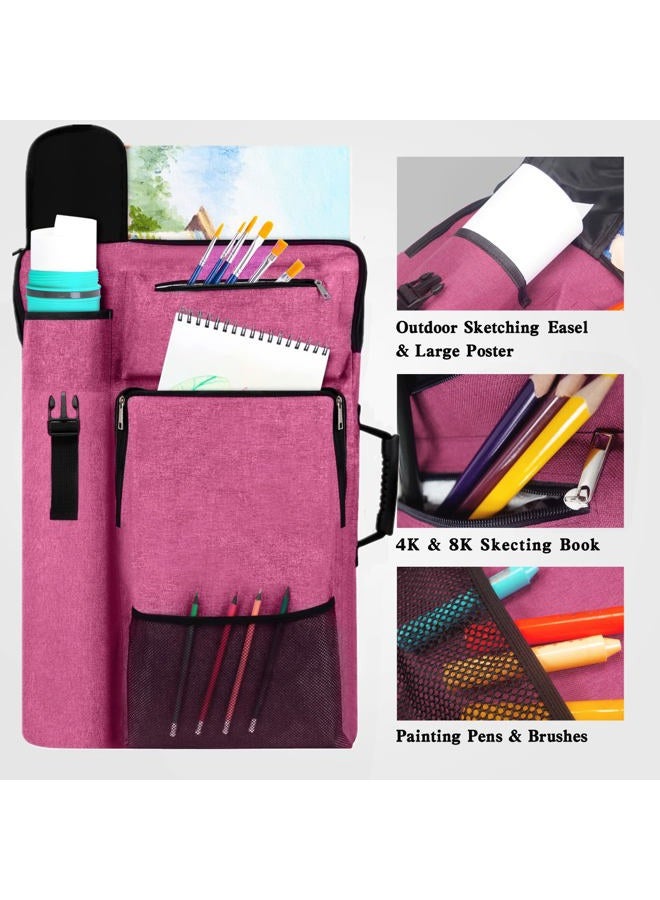 TreochtFUN Art Portfolio Case,Art Portfolio Bag 18 x 24, Artist Backpack for supplies/Artwork/Drawing Sketching Painting(pink) - Image 3