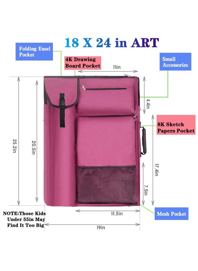 TreochtFUN Art Portfolio Case,Art Portfolio Bag 18 x 24, Artist Backpack for supplies/Artwork/Drawing Sketching Painting(pink) - Image 4