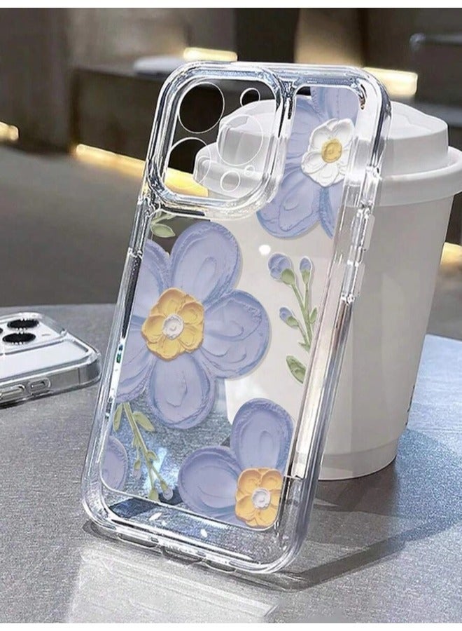 Designed for iPhone 16 Pro Case ,Clear Flower Soft & Flexible Shockproof Floral Women Phone Cover