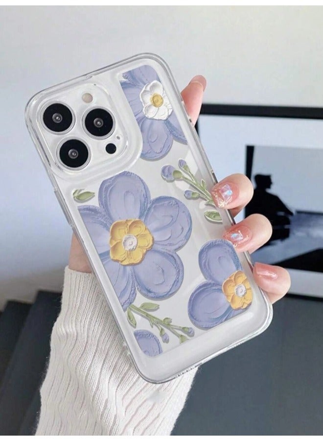 ShebSheb Designed for iPhone 16 Pro Case ,Clear Flower Soft & Flexible Shockproof Floral Women Phone Cover - Image 3