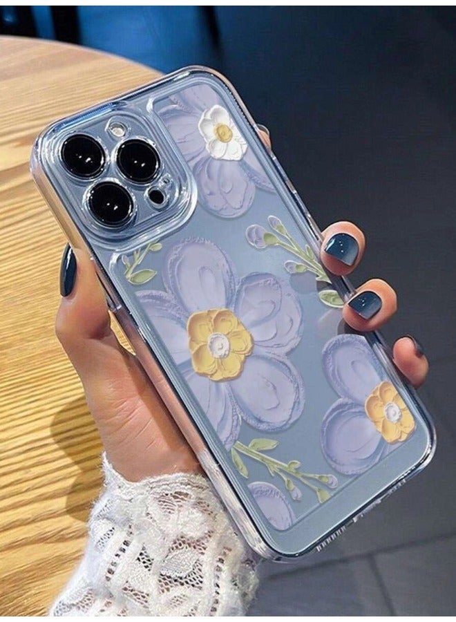ShebSheb Designed for iPhone 16 Pro Case ,Clear Flower Soft & Flexible Shockproof Floral Women Phone Cover - Image 4