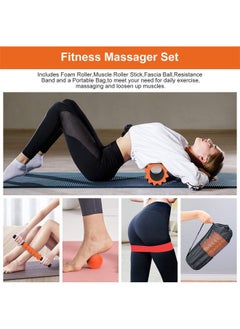 Hihonor 5 in 1 Foam Roller Set,Yoga Roller with Massage Ball and Massage Roller Stick for Deep Tissue Massage, Pain Relief of Back, Legs.Exercise Resistance Bands, Massage Ball and Carry Bag (Orange)  - Image 2