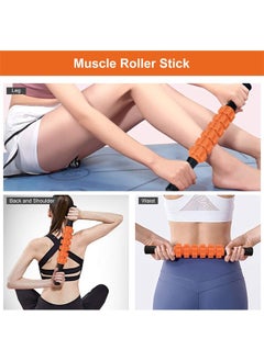 Hihonor 5 in 1 Foam Roller Set,Yoga Roller with Massage Ball and Massage Roller Stick for Deep Tissue Massage, Pain Relief of Back, Legs.Exercise Resistance Bands, Massage Ball and Carry Bag (Orange)  - Image 4