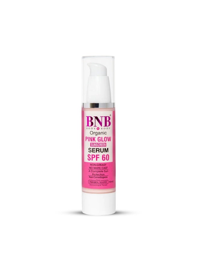 BNB Pink Glow Sunscreen Serum SPF 60 – Brightening & Hydrating Sun Protection for Face - Image 1