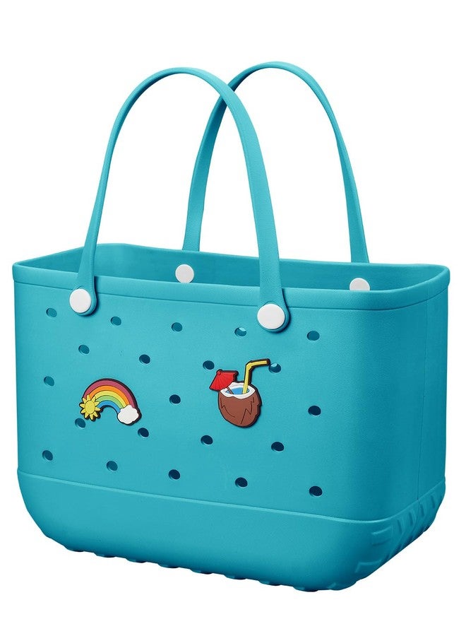 Baonat Beach Bag Rubber Tote Bag - Waterproof Travel Bag for Women Washable Tote Bag Handbag for Sports Beach Market Pool (Lake Green, Large) - Image 1