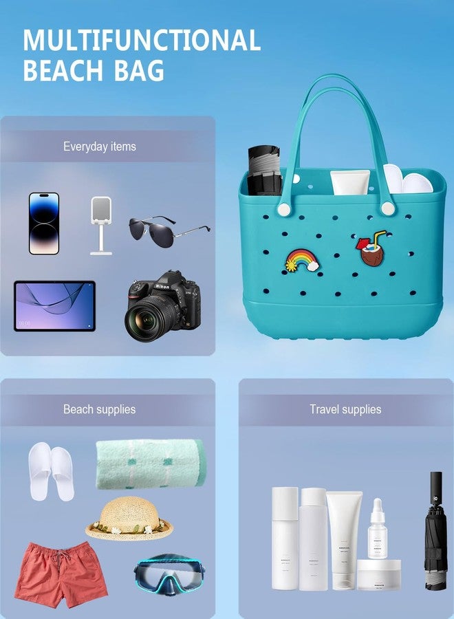 Baonat Beach Bag Rubber Tote Bag - Waterproof Travel Bag for Women Washable Tote Bag Handbag for Sports Beach Market Pool (Lake Green, Large) - Image 5