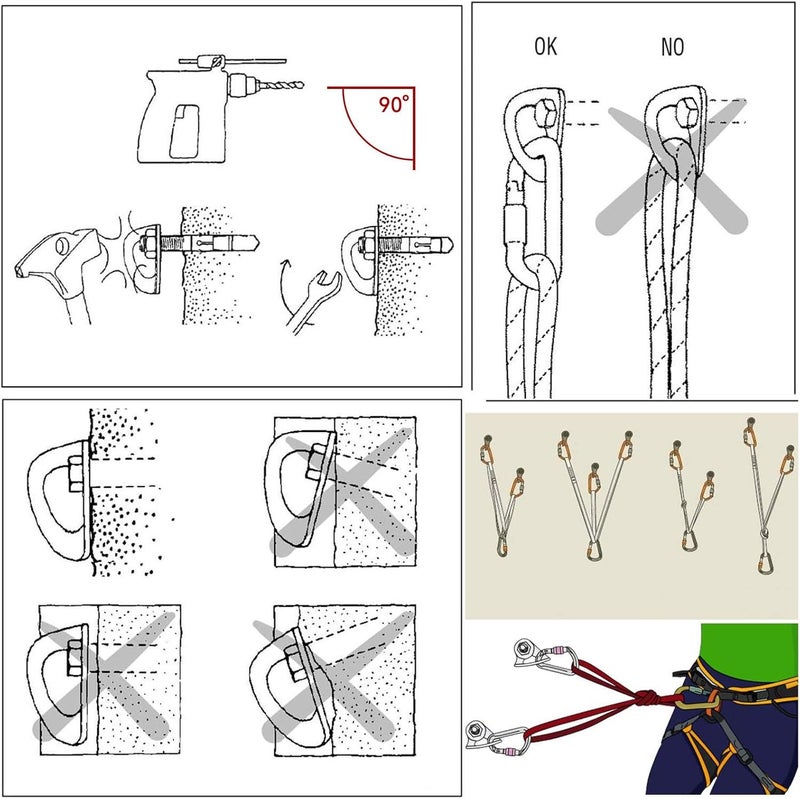 AOKWIT 25kN Climbing Bolt Hangers Anchors Stainless Steel Climbing Holds Anchor Bolt Heavy Duty Expansion Bolt Piton Tiedown for Rock Climbing Rappelling Hammock Gym Wall Aerial Work Caving Rescue - Image 3