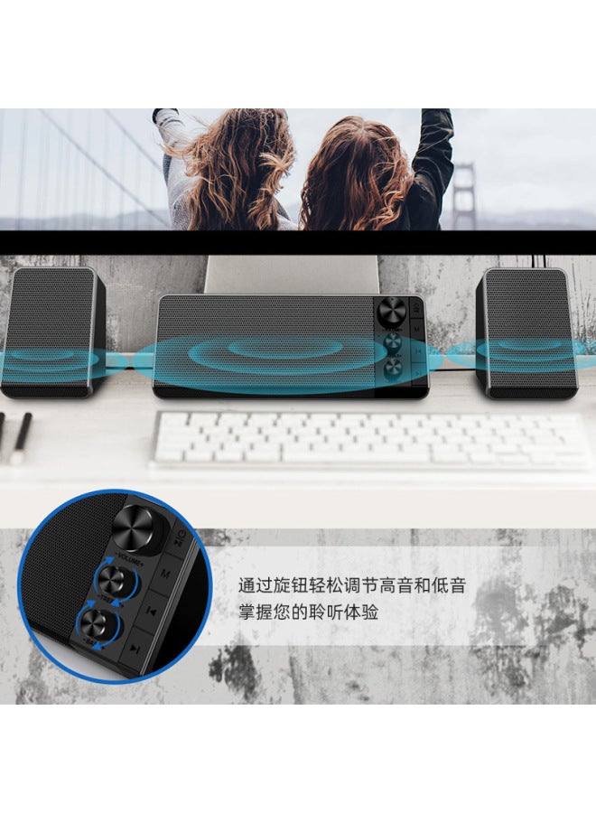 ELEGIANT مكبر صوت منزلي صغير جديد كمبيوتر لاسلكي بلوتوث سطح المكتب يو إس بي 2.1 للألعاب سلكي مع مضخم صوت سطح المكتب - Image 3