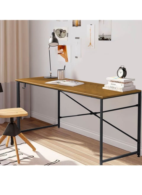 Wooden Brown Office Desk Modern Style 90 cm