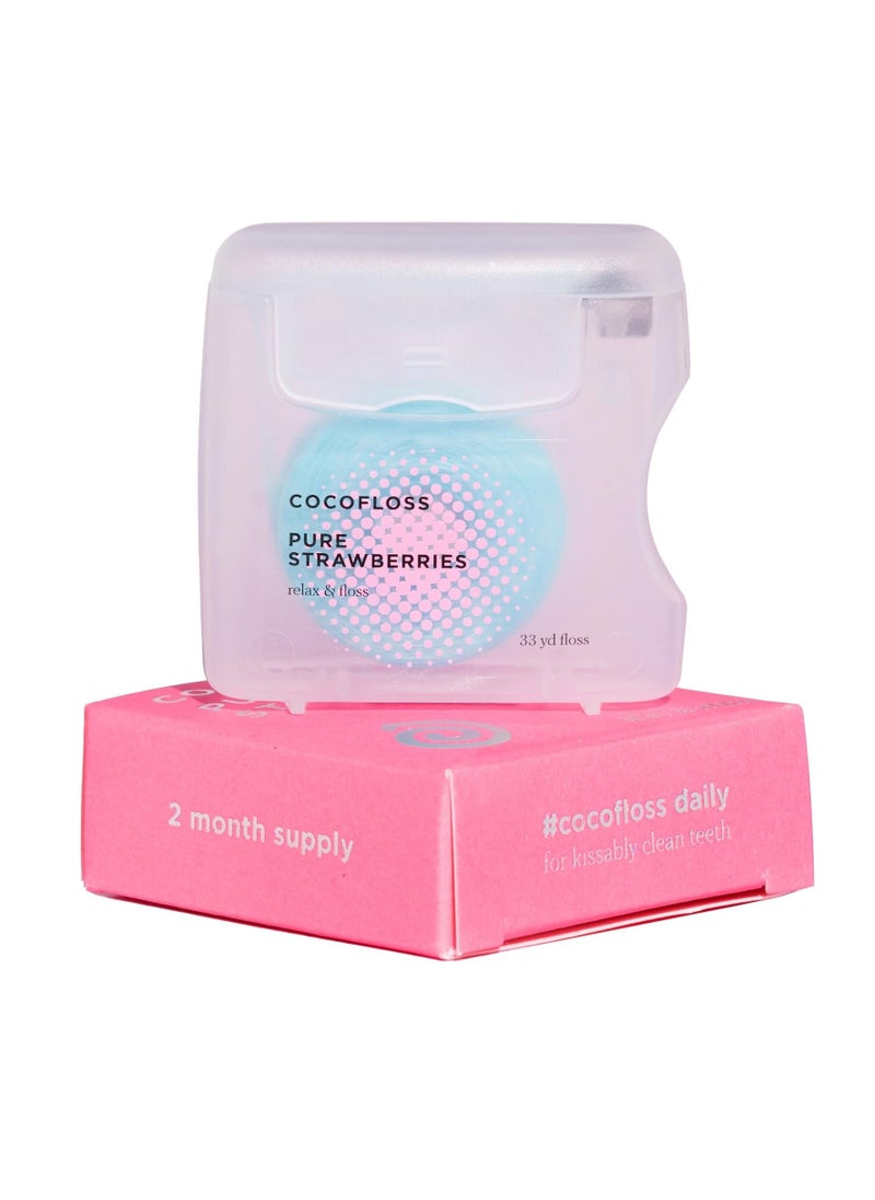 Cocofloss Cocofloss Woven Dental Floss, Dentist-Designed Oral Care, Strawberry Scent, Waxed, Expanding, Kid-Friendly String Floss with Coconut Oil, 1 Spool (33 yd)  - Image 1