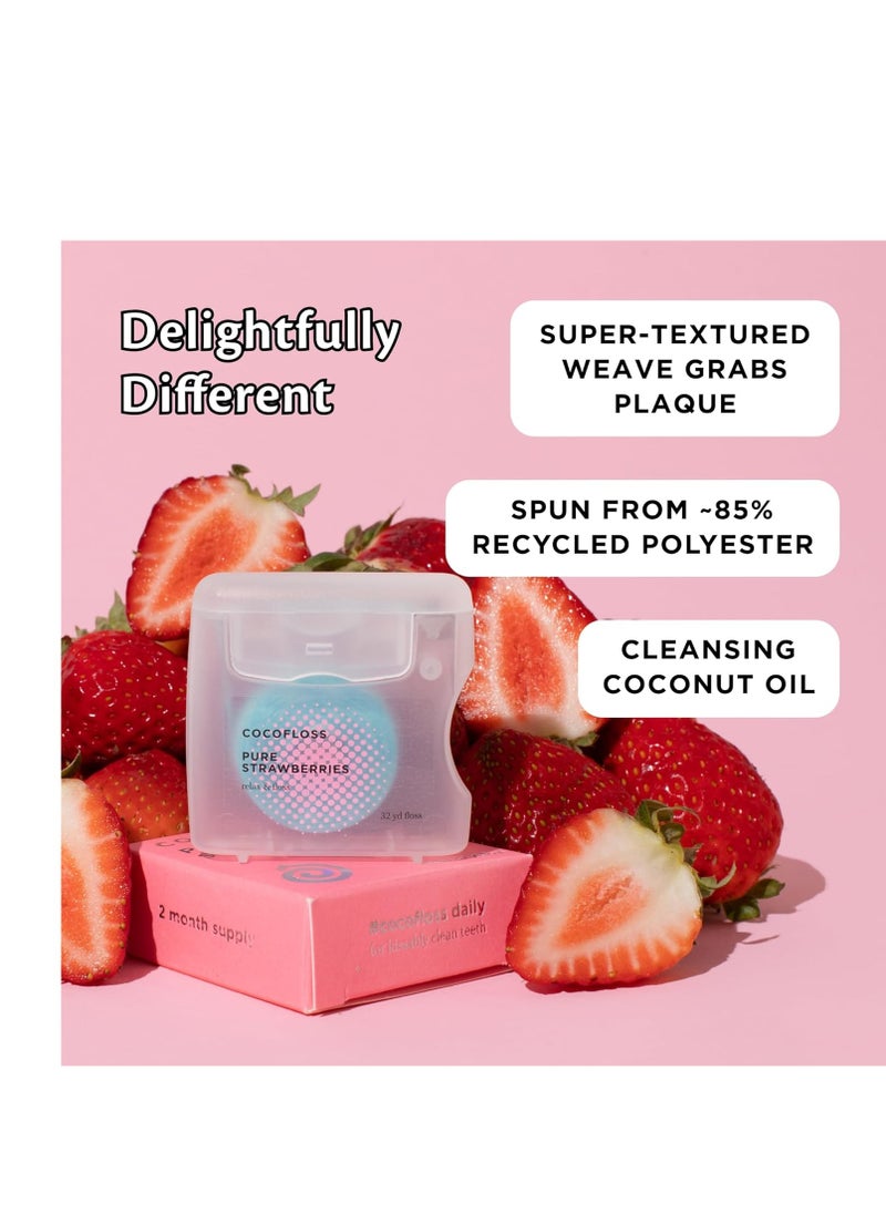 Cocofloss Cocofloss Woven Dental Floss, Dentist-Designed Oral Care, Strawberry Scent, Waxed, Expanding, Kid-Friendly String Floss with Coconut Oil, 1 Spool (33 yd)  - Image 2