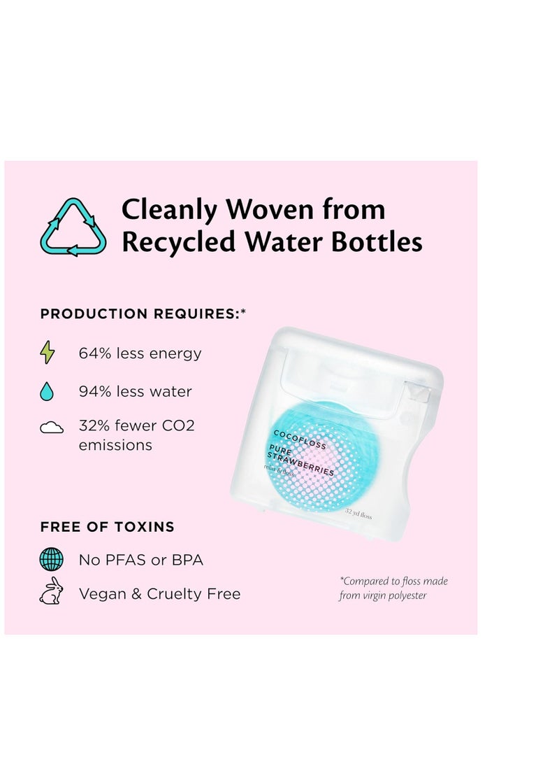 Cocofloss Cocofloss Woven Dental Floss, Dentist-Designed Oral Care, Strawberry Scent, Waxed, Expanding, Kid-Friendly String Floss with Coconut Oil, 1 Spool (33 yd)  - Image 5