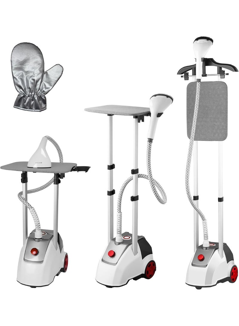 Stanew Garment Steamer Standing for Clothes, STANEW 2000w 2.5 L Water Tank with Garment Hanger and Height Adjustable Ironing Board, Steam Iron 8 Second Heating Time, 43 G/Min, 11 Steam Settings for Crease - Image 1