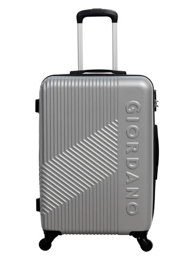 GIORDANO GIORDANO Logo Series Check-In Large Suitcase Silver, ABS Hard Shell Lightweight Durable 4 Wheels Luggage Trolley Bag 28" With Secure 3 Digit Number Lock.