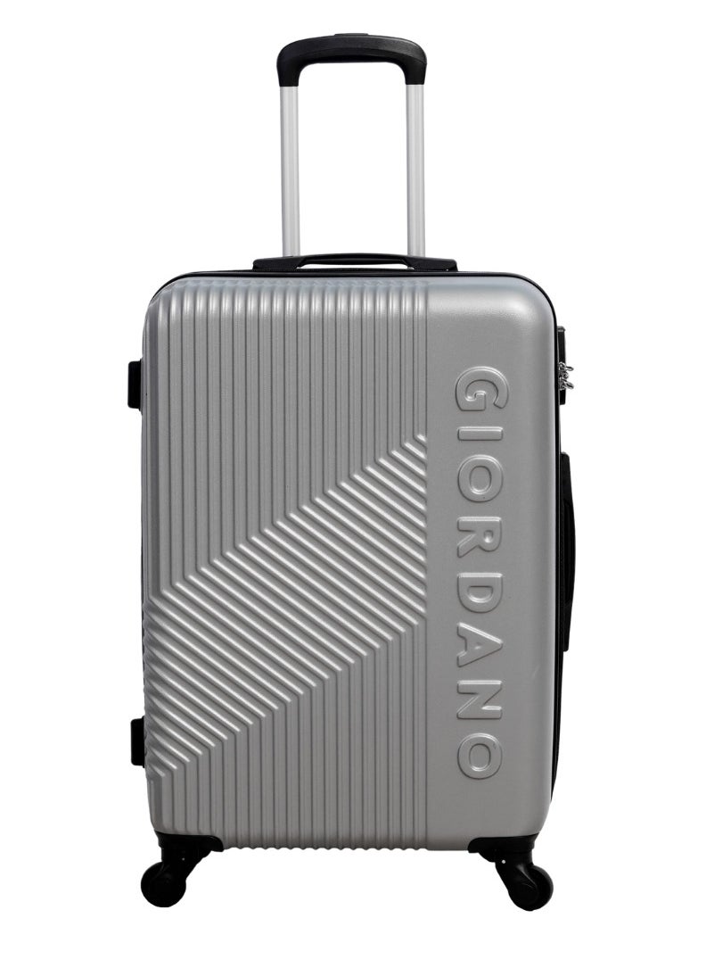 GIORDANO GIORDANO Logo Series Check-In Large Suitcase Silver, ABS Hard Shell Lightweight Durable 4 Wheels Luggage Trolley Bag 28" With Secure 3 Digit Number Lock.  - Image 1