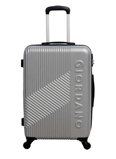 جيوردانو GIORDANO Logo Series Check-In Large Suitcase Silver, ABS Hard Shell Lightweight Durable 4 Wheels Luggage Trolley Bag 28" With Secure 3 Digit Number Lock.