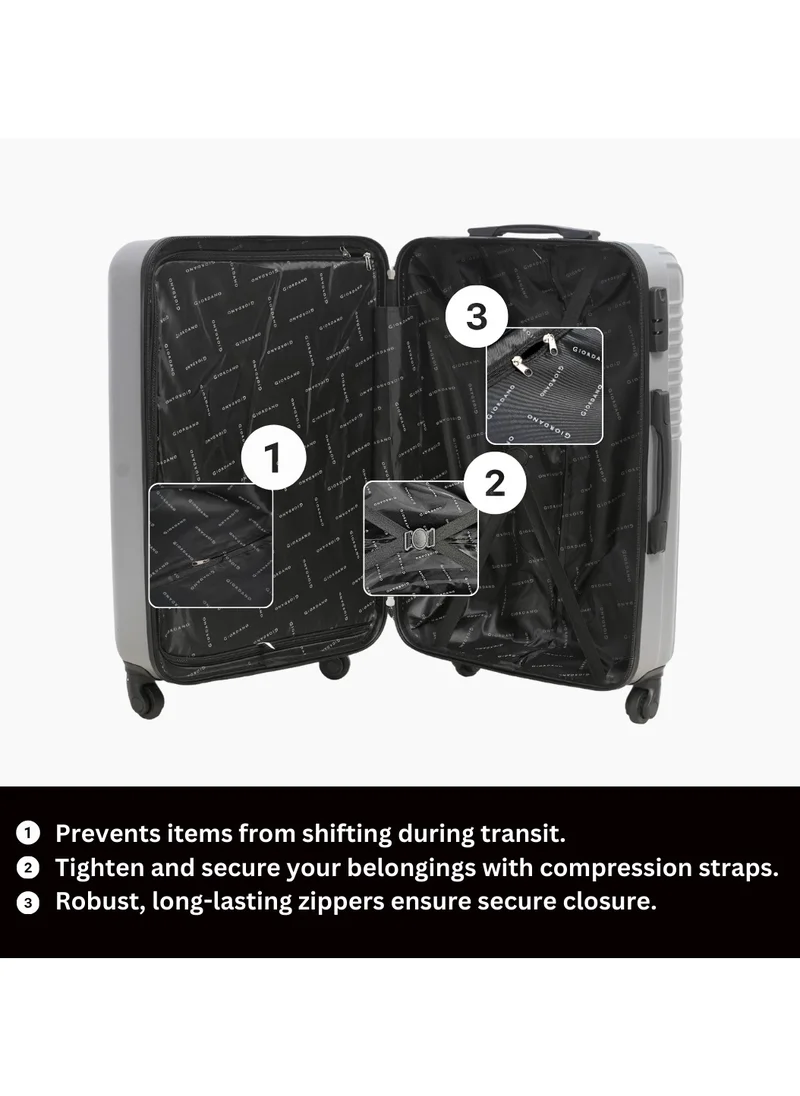 جيوردانو GIORDANO Logo Series Check-In Large Suitcase Silver, ABS Hard Shell Lightweight Durable 4 Wheels Luggage Trolley Bag 28" With Secure 3 Digit Number Lock.