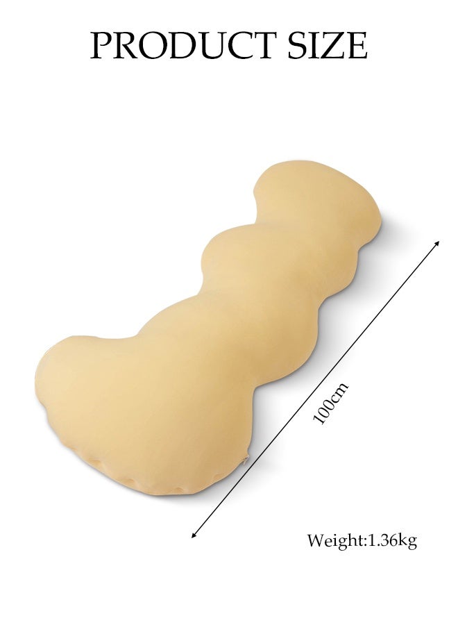 DUNISO Long Pillow Cute Body Pillow Bedside Pillow Cool Girl Sleeping Leg Pillow Washable Backrest Pillow Suitable for Sitting or Lying Down Soft Side Sleeping Pillow Suitable for Children Adults Pregnant Women Cloud Shape (Yellow) 100cm  - Image 2