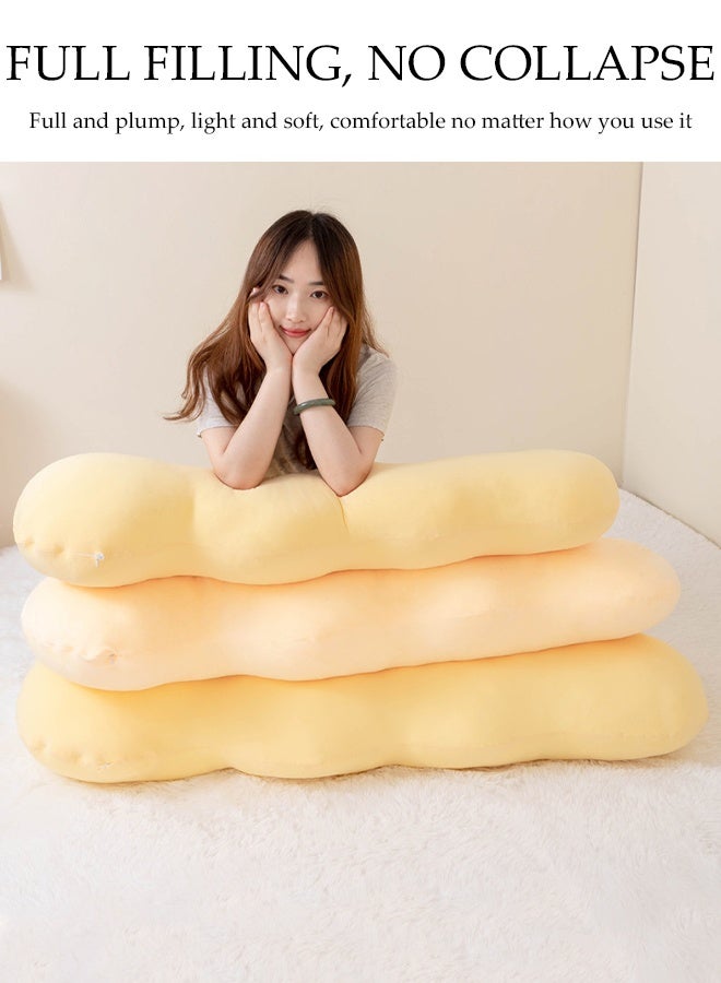 DUNISO Long Pillow Cute Body Pillow Bedside Pillow Cool Girl Sleeping Leg Pillow Washable Backrest Pillow Suitable for Sitting or Lying Down Soft Side Sleeping Pillow Suitable for Children Adults Pregnant Women Cloud Shape (Yellow) 100cm  - Image 4