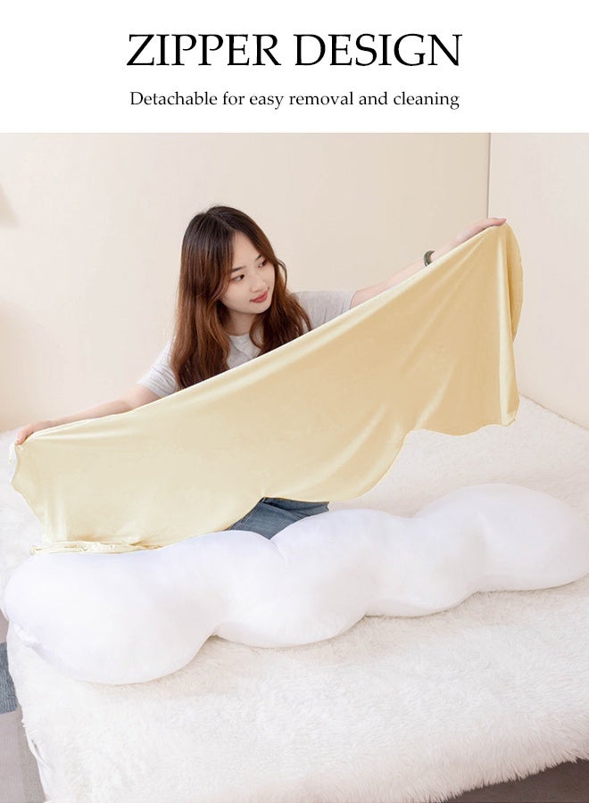 DUNISO Long Pillow Cute Body Pillow Bedside Pillow Cool Girl Sleeping Leg Pillow Washable Backrest Pillow Suitable for Sitting or Lying Down Soft Side Sleeping Pillow Suitable for Children Adults Pregnant Women Cloud Shape (Yellow) 100cm  - Image 5