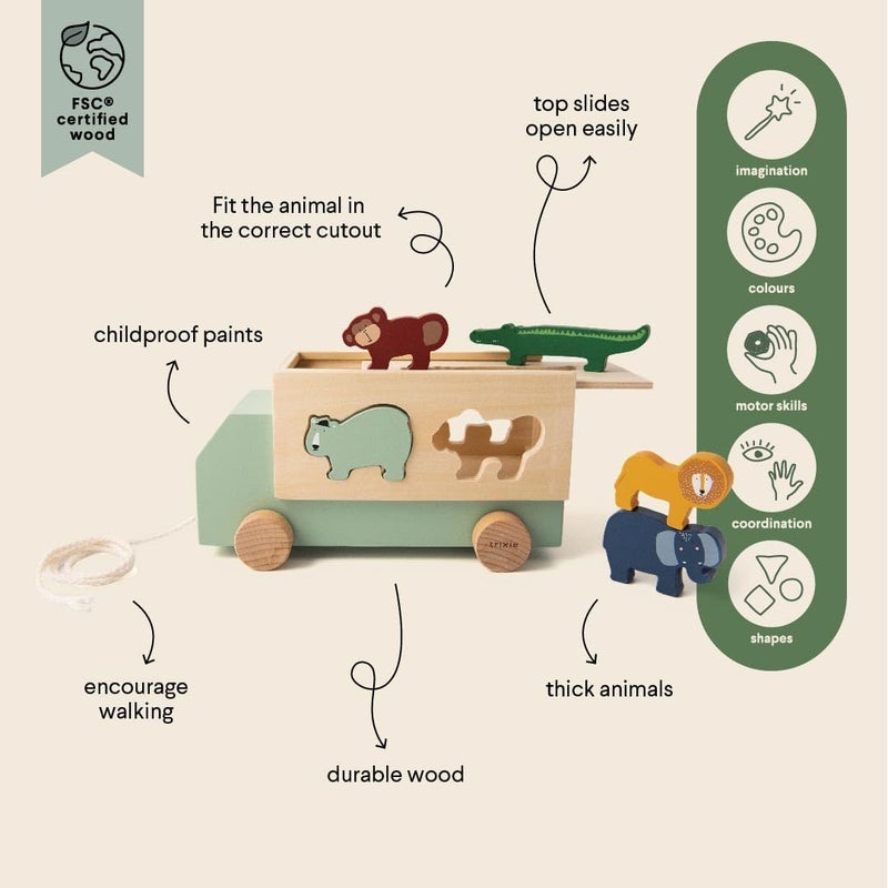 Trixie Baby Wooden Truck with Animal Shapes - Image 3