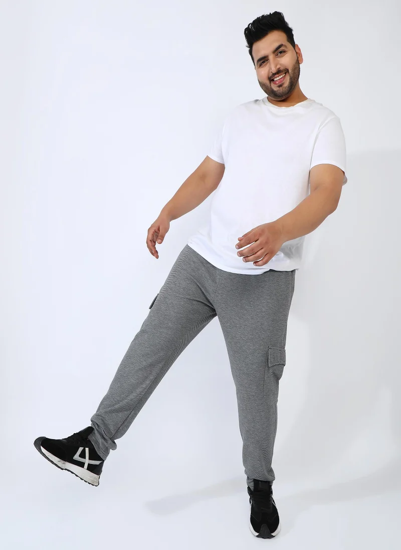 Instafab Plus Men's Moon Grey Utility Cargo Trackpants