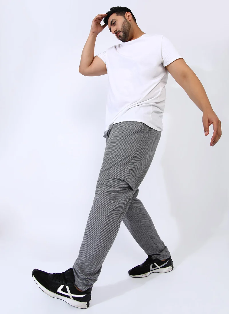Instafab Plus Men's Moon Grey Utility Cargo Trackpants