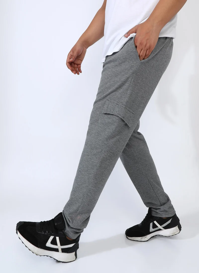Instafab Plus Men's Moon Grey Utility Cargo Trackpants