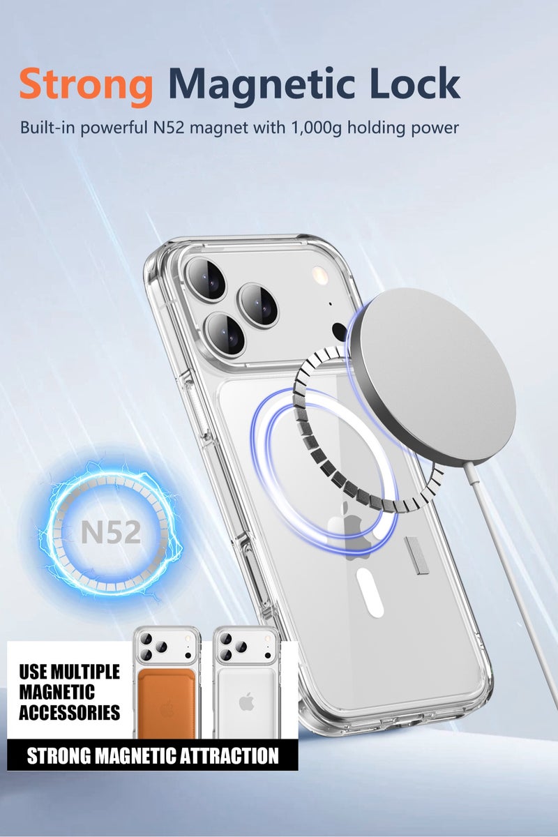 كلبور جراب شفاف متين لهاتف iPhone 17 Pro متوافق مع MagSafe مضاد للاصفرار والخدش مقاوم للصدمات للاستخدام اليومي والهدايا والهواتف المحمولة - Image 3