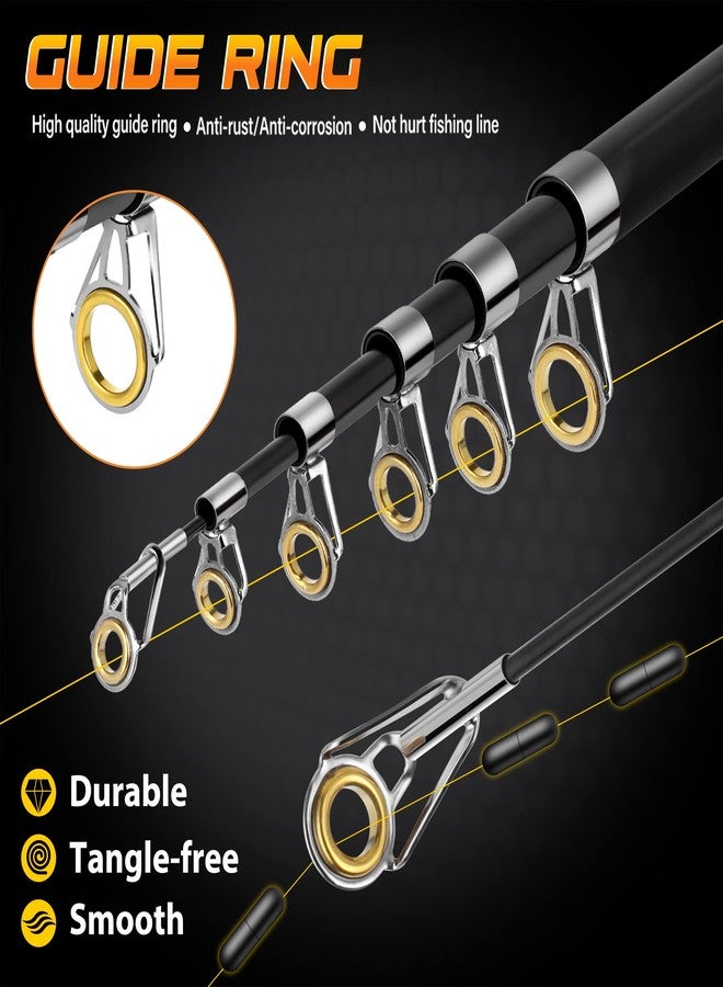 PLUSINNO Fishing Pole, Fishing Rod and Reel Combo,Telescopic Fishing Rod Kit with Spinning Reel, Collapsible Portable Fishing Pole with Carrier Bag for Freshwater Saltwater Fishing Gifts for Men Women - Image 4