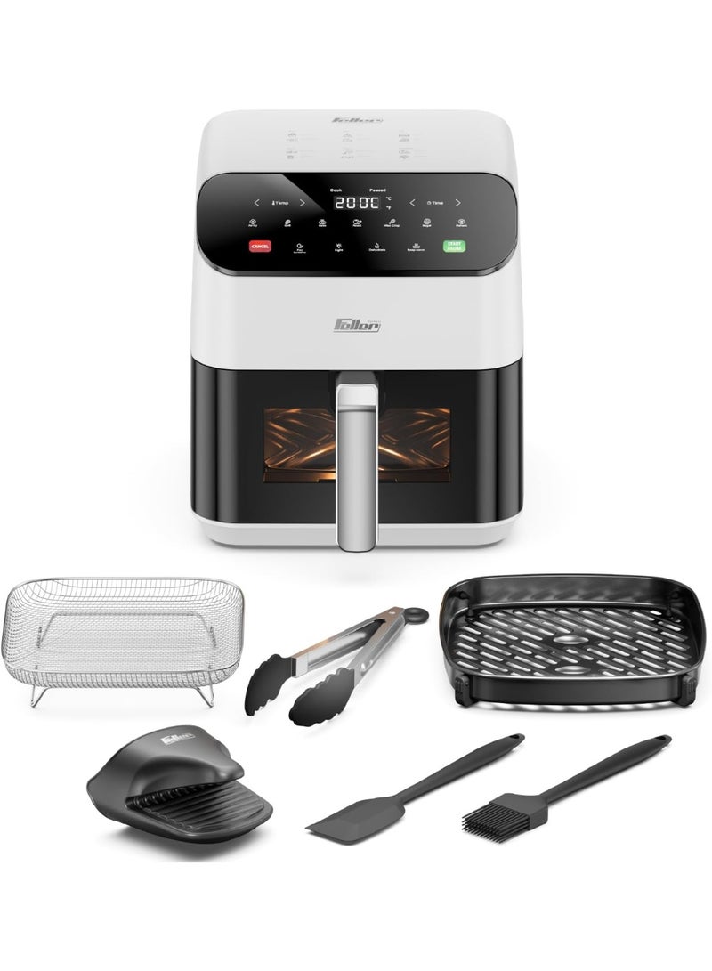 Feller Germany Air Fryer 1600 W, Large 5.5L Cap., Xcyclone-Tech, 4x Non-Stick Ceramic Coating,10 Cooking Functions, Touch Panel, Cool-Touch+Interior Lightning, AFR550 (White) - Image 1