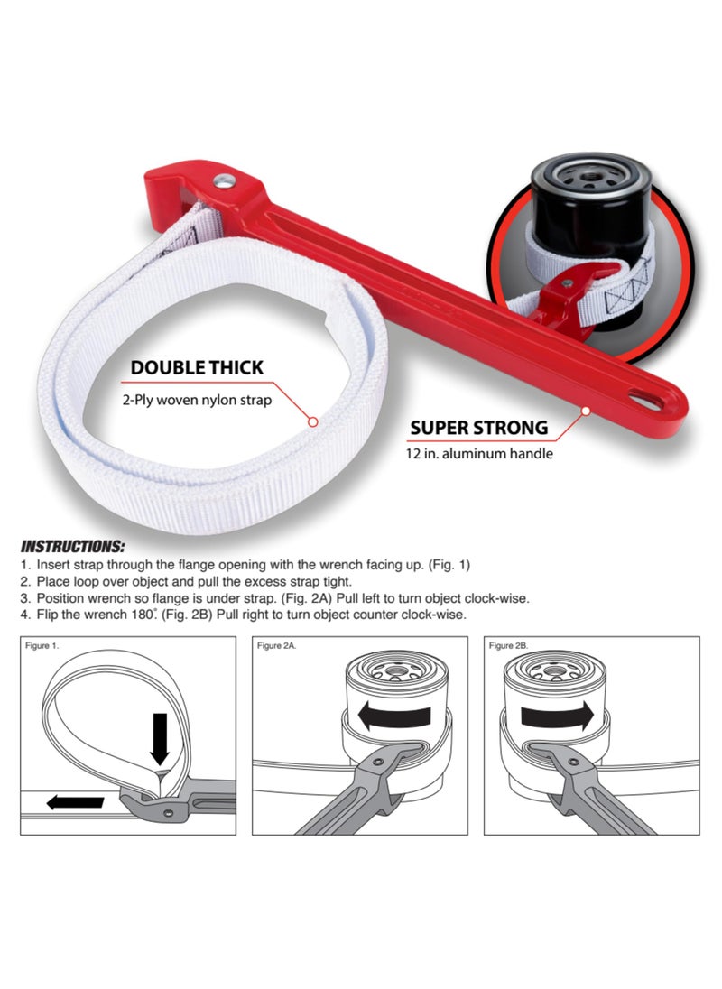 Performance Tool Performance Tool W2150 12-Inch Aluminum Strap Wrench with Double Thick Nylon Strap for Tightening or Loosening Pipes and Fittings up to 9-Inches  - Image 2