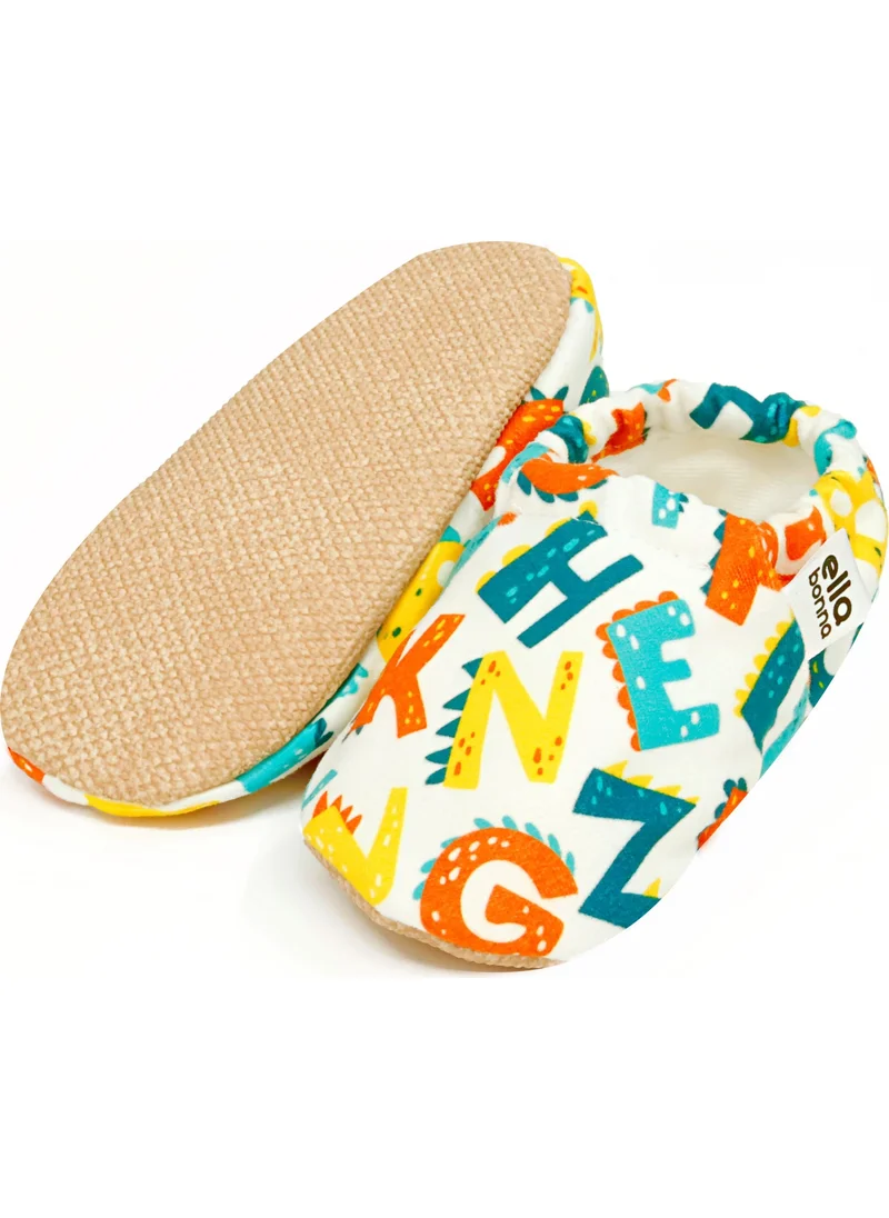 Ella Bonna Patterned Baby Booties, Non-Slip Sole, Home Nursery Shoes Slippers, Letters