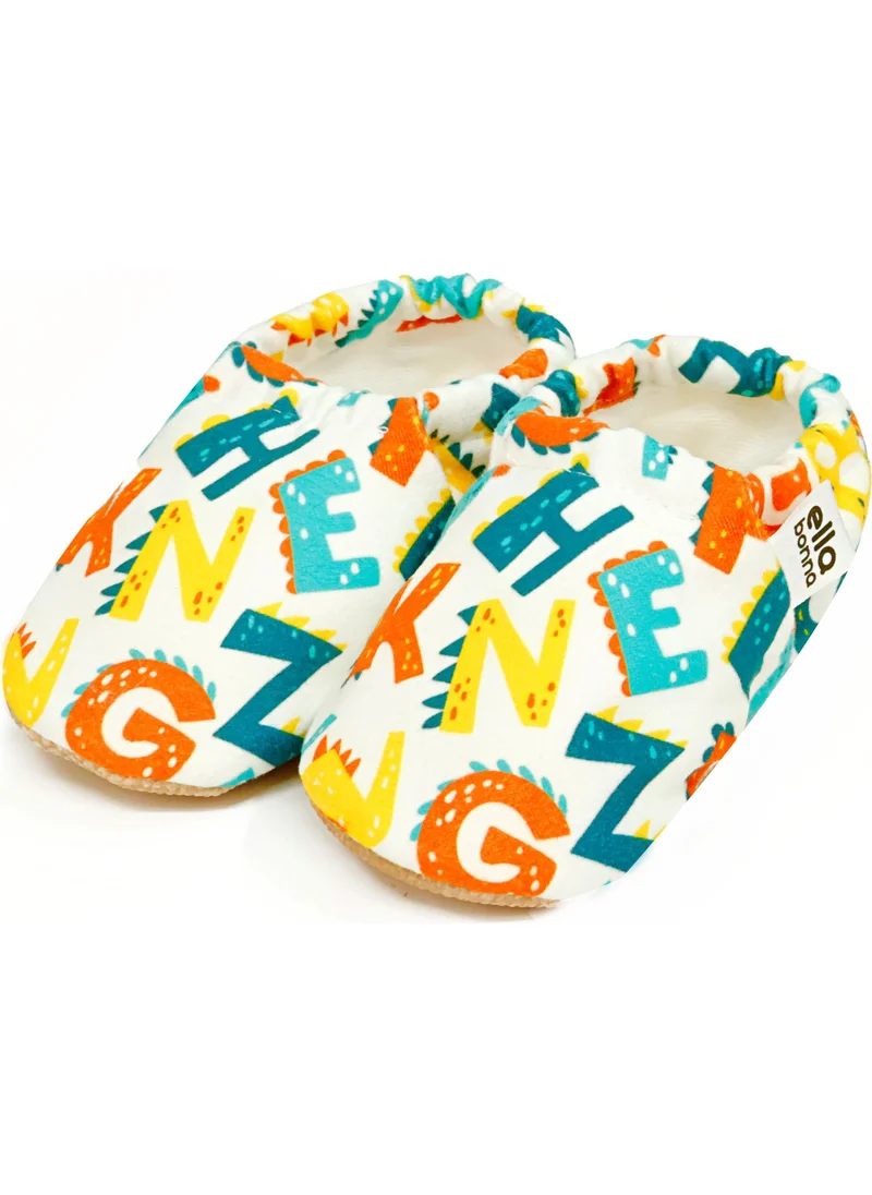 Ella Bonna Patterned Baby Booties, Non-Slip Sole, Home Nursery Shoes Slippers, Letters