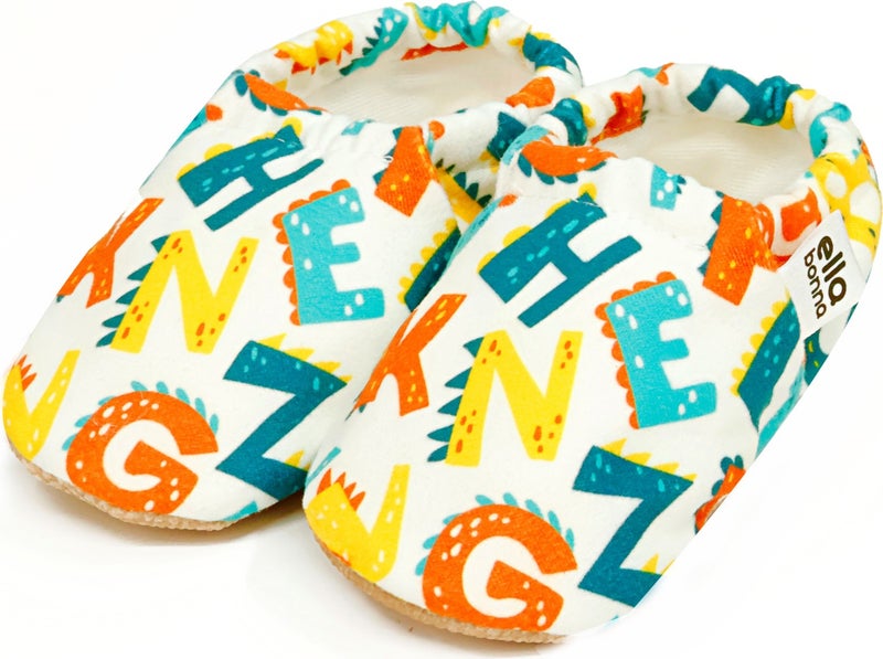 Ella Bonna Patterned Baby Booties, Non-Slip Sole, Home Nursery Shoes Slippers, Letters  - Image 1