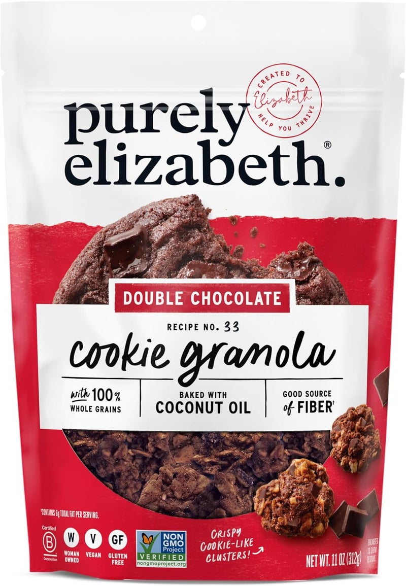 Purely Elizabeth Double Chocolate Cookie Granola - Gluten-Free, Non-GMO, 11oz Bag - Image 1