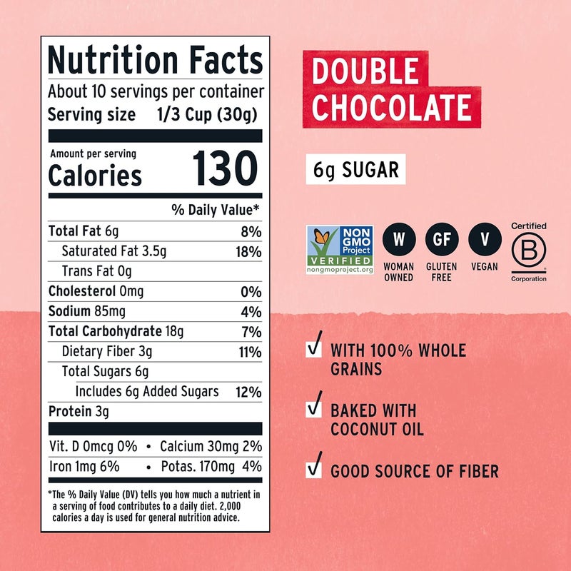 Purely Elizabeth Double Chocolate Cookie Granola - Gluten-Free, Non-GMO, 11oz Bag - Image 2