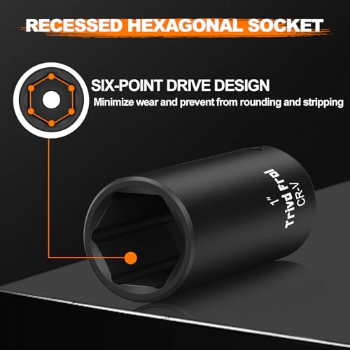 Trivd Frol SAE Impact Socket Set - 1/2" Drive, 19pc Deep Socket Set 3/8" to 1-1/2", Cr-V Steel, Double Lock Case - Image 4