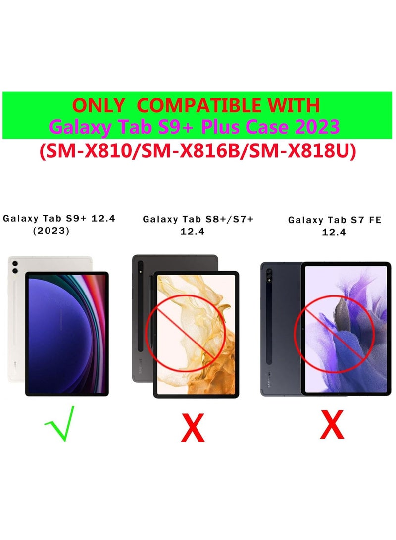 SOLARAE حافظة لوحة مفاتيح لجهاز سامسونج جالكسي تاب S9 بلس S9+ 12.4 بوصة 2023 (SM-X810/X816B/X818U) مع حامل قلم S Pen، حافظة لوحة مفاتيح بلوتوث قابلة للفصل، غطاء رفيع لاسلكي، أسود - Image 2