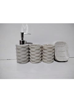 TOTO DEALS TOTO DEALS Premium Stone Design Bathroom Sanitary Sand Standard Bath Accessories Set of 4 Items  - Image 2