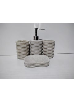 TOTO DEALS TOTO DEALS Premium Stone Design Bathroom Sanitary Sand Standard Bath Accessories Set of 4 Items  - Image 3