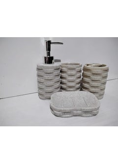TOTO DEALS TOTO DEALS Premium Stone Design Bathroom Sanitary Sand Standard Bath Accessories Set of 4 Items  - Image 1