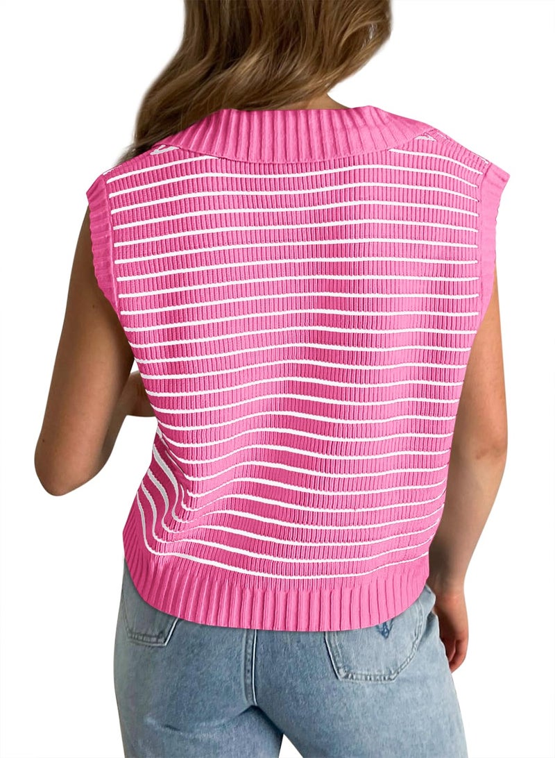 Yousify Summer Tank Tops for Women 2025 Trendy Lightweight Sleeveless Pullover Sweater Vest Pink M - Image 4