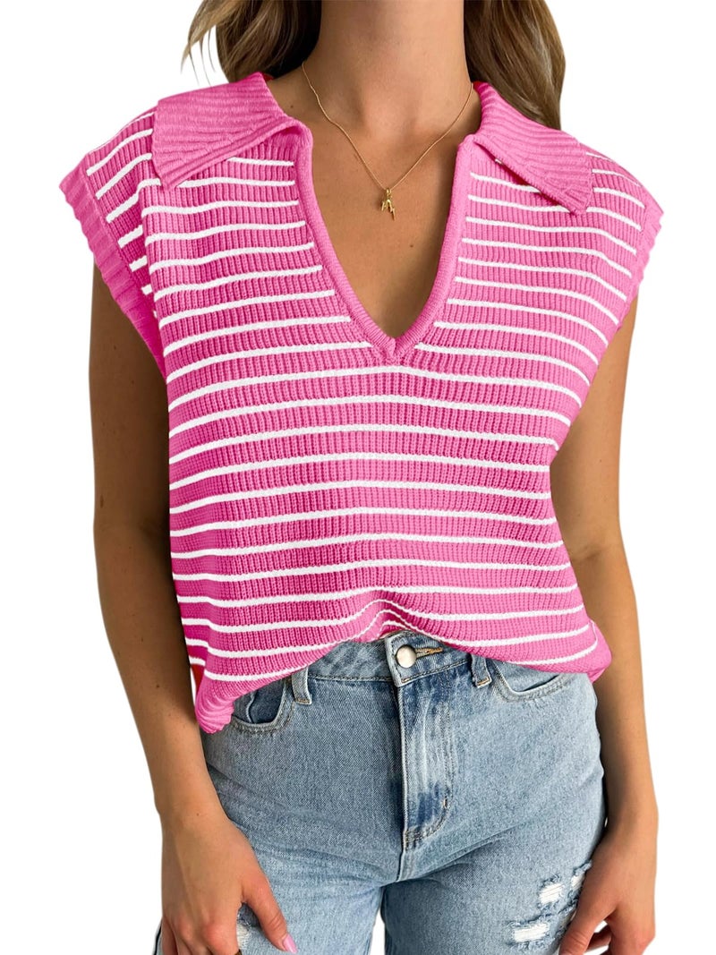 Yousify Summer Tank Tops for Women 2025 Trendy Lightweight Sleeveless Pullover Sweater Vest Pink M - Image 1