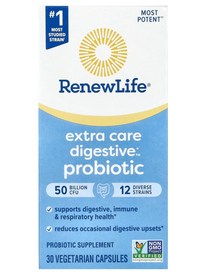Extra Care Digestive Probiotic 50 Billion CFU 30 Vegetarian Capsules