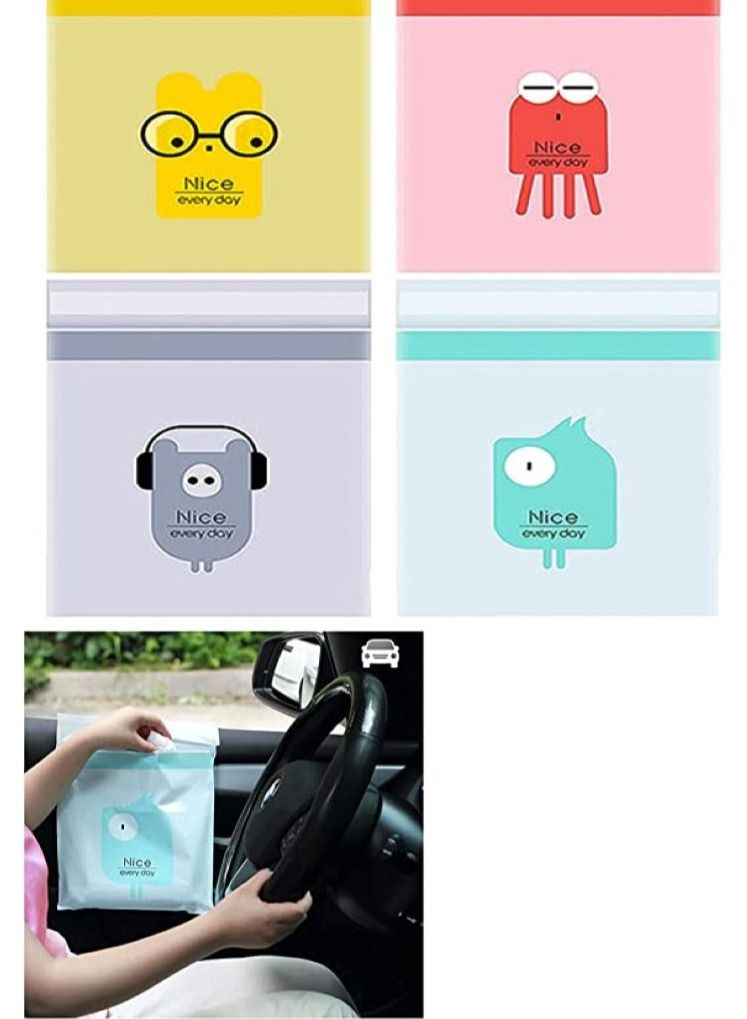 Trash Bag Eco friendly portable reusable Easy Stick-On Disposable Leak Proof Self-Adhesive Waterproof Sealable Suitable for Cars Kitchens Bedrooms Study Rooms Travel Camping Office 60pcs - Image 1