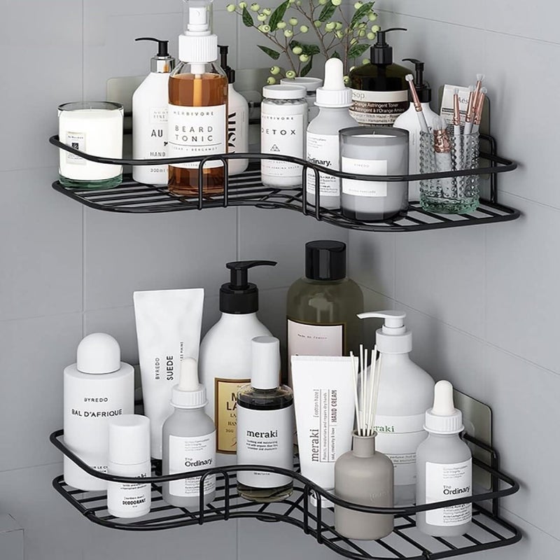 V2H Multipurpose Bathroom/Kitchen Corner Storage Organizer Wall Mounted Rack Shelf Shower Caddy (No Drilling - Shelf Adhesive) Bathroom Accessories Storage Rack(Set of 1) - Image 1