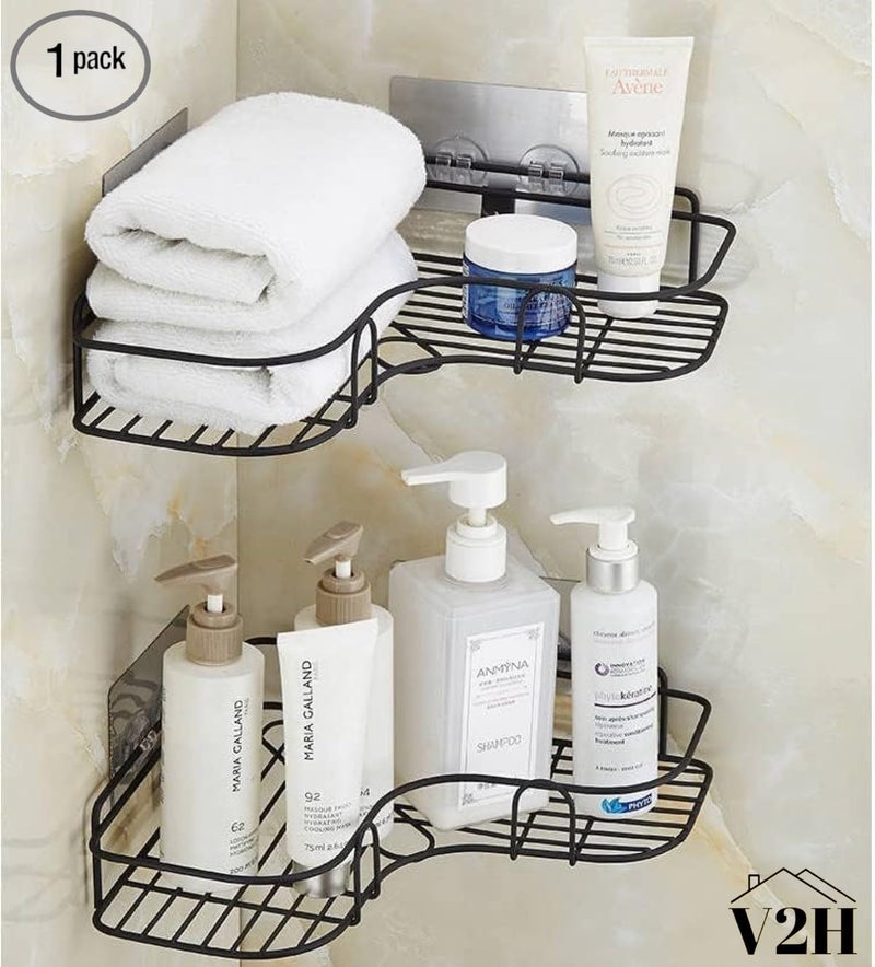 V2H Multipurpose Bathroom/Kitchen Corner Storage Organizer Wall Mounted Rack Shelf Shower Caddy (No Drilling - Shelf Adhesive) Bathroom Accessories Storage Rack(Set of 1) - Image 2